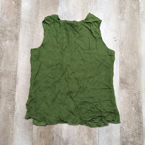 Margot Rozanska Silk Green Sleeveless Blouse - Picture 2 of 6
